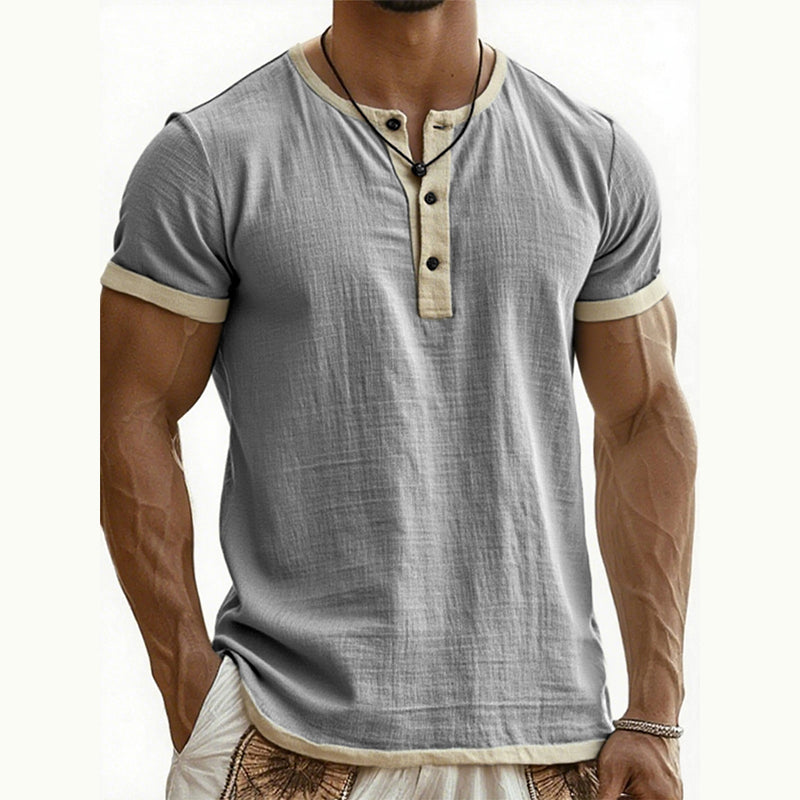 IVÁN | HENLEY DE MANGA CORTA CON CONTRASTE