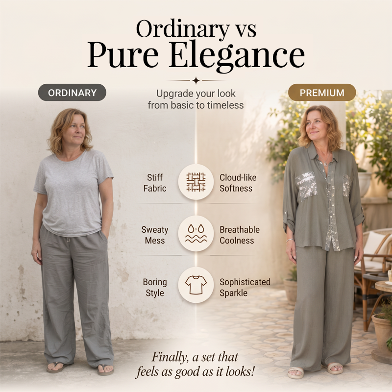 ✨Set aus Pailletten-Bluse und Hose mit weitem Bein für Damen