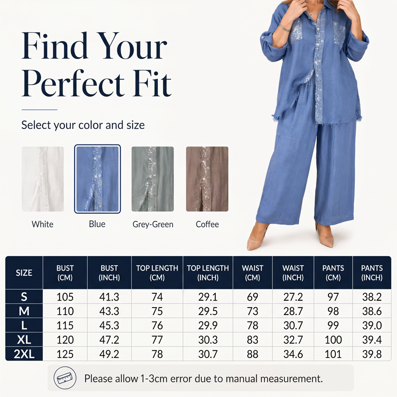 ✨Set aus Pailletten-Bluse und Hose mit weitem Bein für Damen