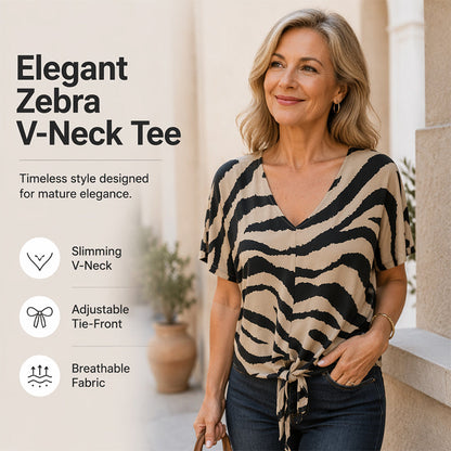 NURIA | CAMISETA DE CEBRA CON ESCOTE EN V Y NUDO