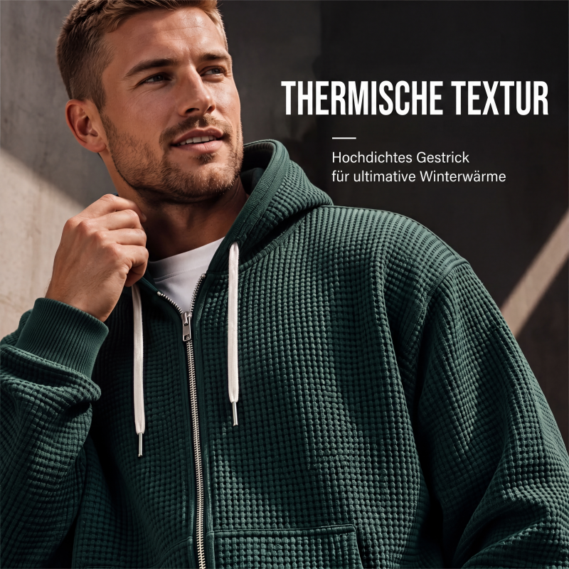 📢📢50%Rabatt!!!🎉✨Herren-Waffelstrick-Kapuzenpullover mit durchgehendem Reißverschluss