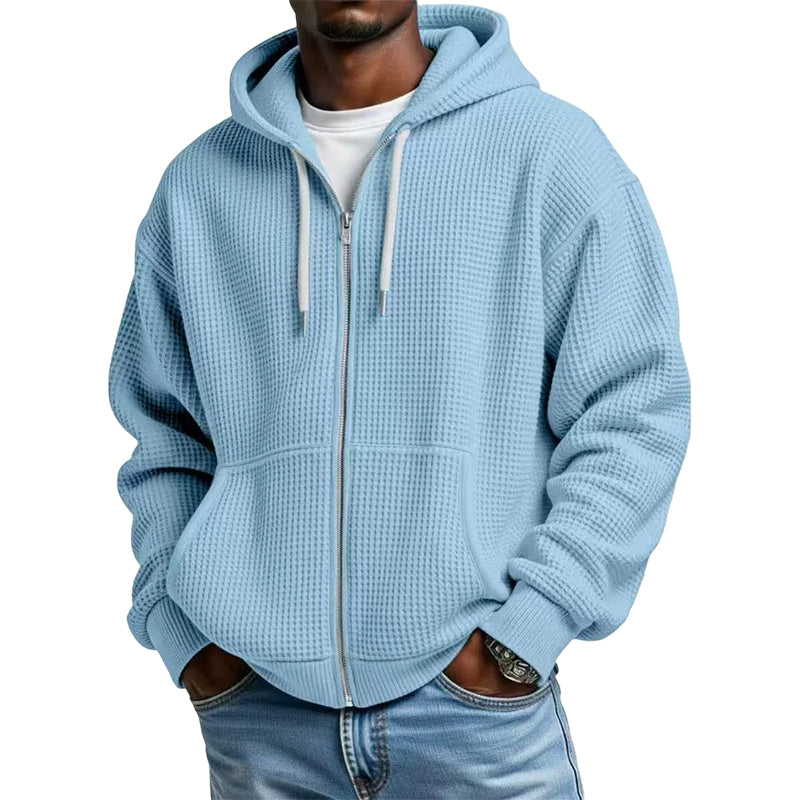 📢📢50%Rabatt!!!🎉✨Herren-Waffelstrick-Kapuzenpullover mit durchgehendem Reißverschluss