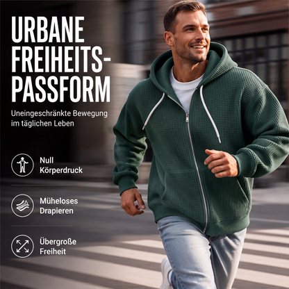 📢📢50%Rabatt!!!🎉✨Herren-Waffelstrick-Kapuzenpullover mit durchgehendem Reißverschluss