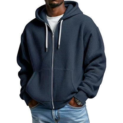 📢📢50%Rabatt!!!🎉✨Herren-Waffelstrick-Kapuzenpullover mit durchgehendem Reißverschluss