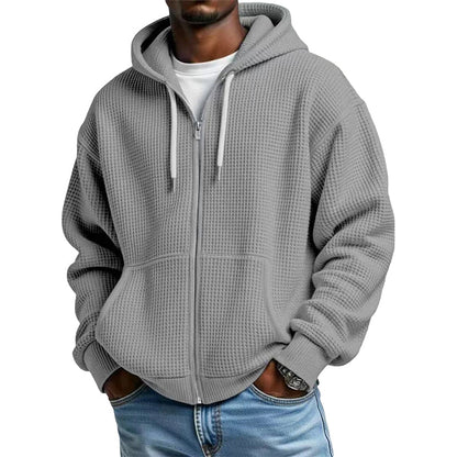 📢📢50%Rabatt!!!🎉✨Herren-Waffelstrick-Kapuzenpullover mit durchgehendem Reißverschluss