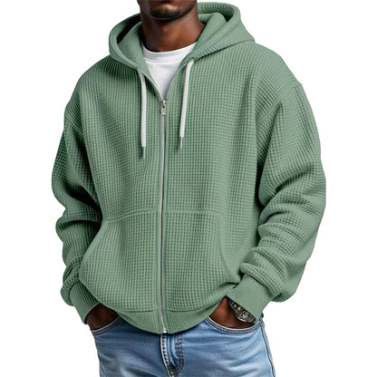 📢📢50%Rabatt!!!🎉✨Herren-Waffelstrick-Kapuzenpullover mit durchgehendem Reißverschluss