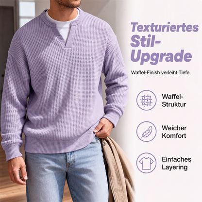 ✨ 50 % RABATT – Herren Waffel-T-Shirt im Layer-Look | Bequemer Alltagsstil mit eleganter Struktur 👚