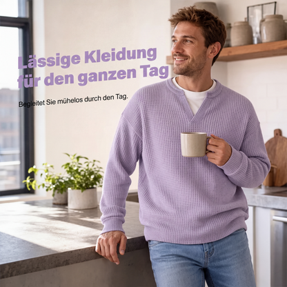 ✨ 50 % RABATT – Herren Waffel-T-Shirt im Layer-Look | Bequemer Alltagsstil mit eleganter Struktur 👚