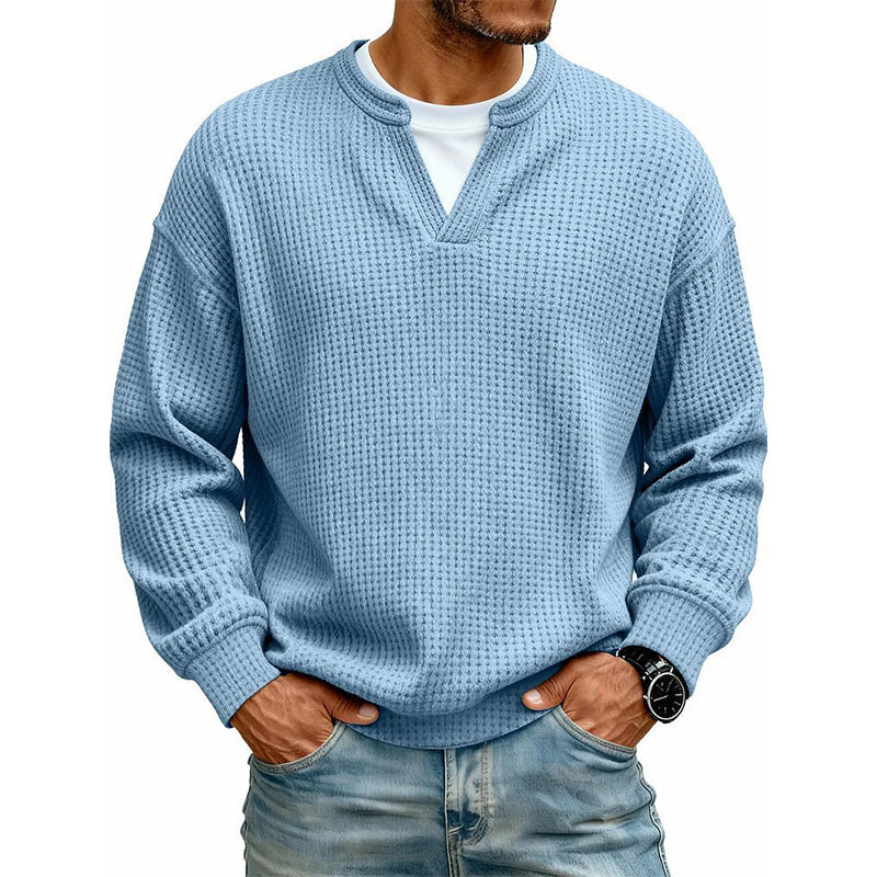 ✨ 50 % RABATT – Herren Waffel-T-Shirt im Layer-Look | Bequemer Alltagsstil mit eleganter Struktur 👚