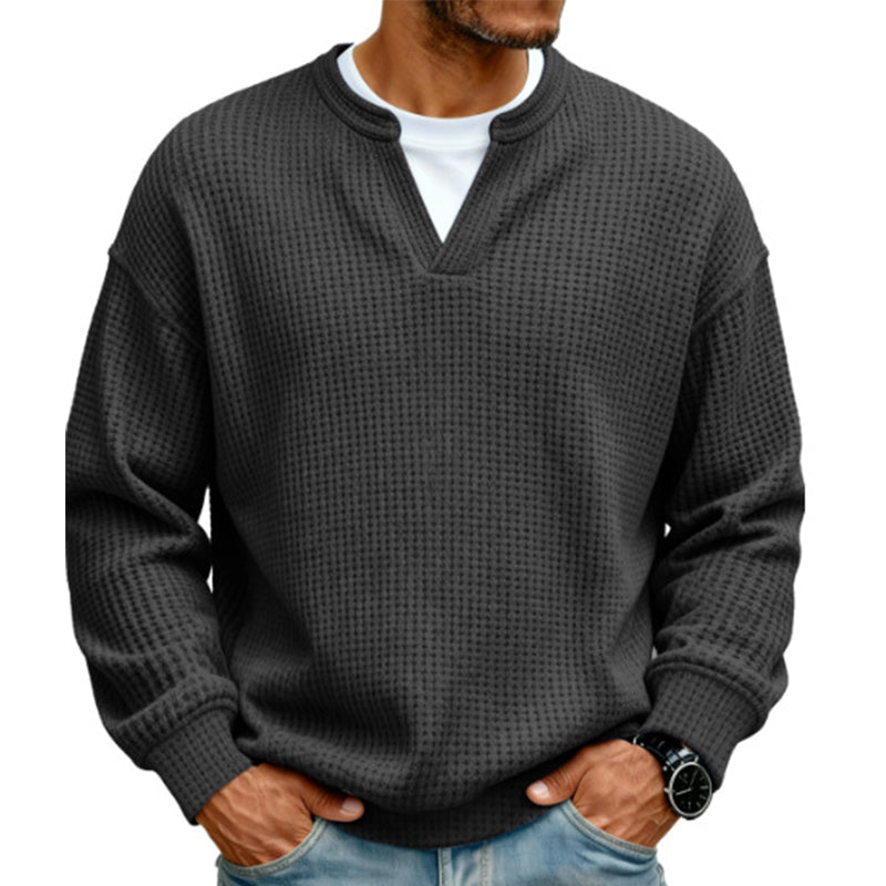 ✨ 50 % RABATT – Herren Waffel-T-Shirt im Layer-Look | Bequemer Alltagsstil mit eleganter Struktur 👚