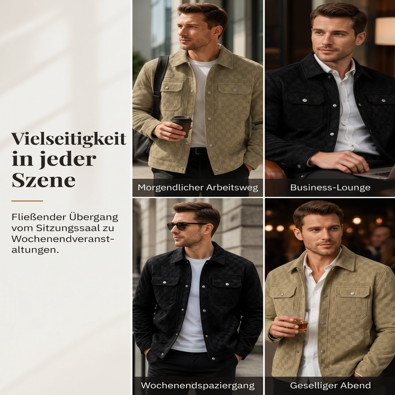 MANUEL | CHAQUETA DE ANTE SINTÉTICO A CUADROS