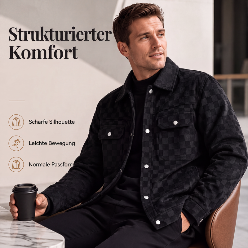 MANUEL | CHAQUETA DE ANTE SINTÉTICO A CUADROS