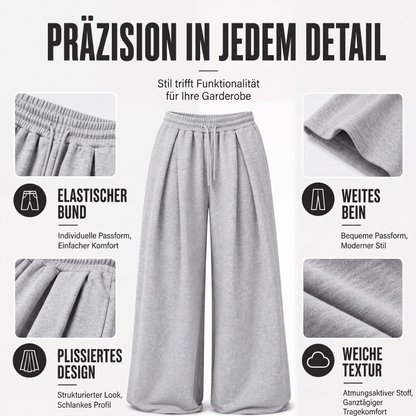 Legere plissierte Weite-Bein-Sweathose für Damen