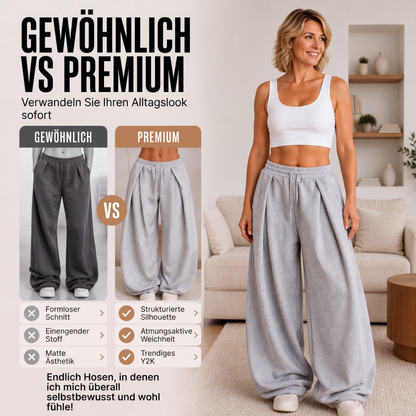 Legere plissierte Weite-Bein-Sweathose für Damen