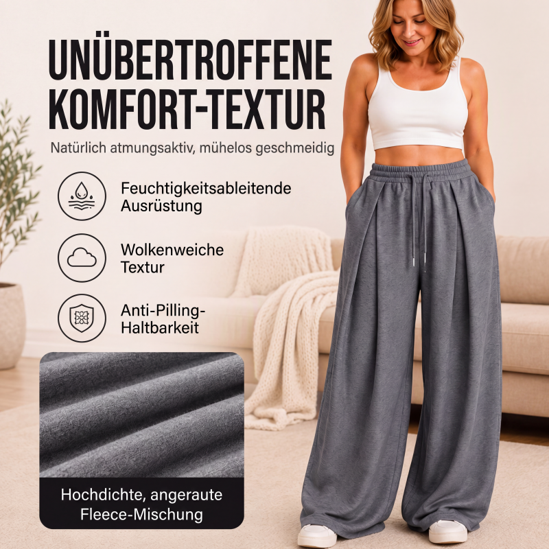 Legere plissierte Weite-Bein-Sweathose für Damen