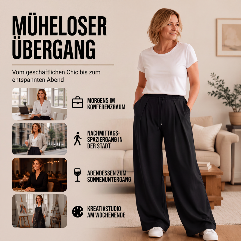 Legere plissierte Weite-Bein-Sweathose für Damen