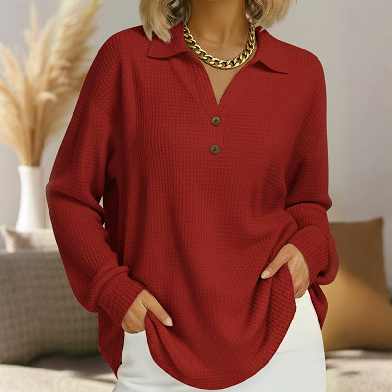 📢📢50%Rabatt!!!🎉⭐ Top-bewertet – V-Ausschnitt-Bluse mit Waffeltextur