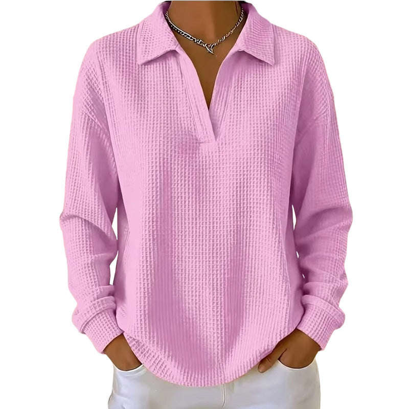📢📢50%Rabatt!!!🎉✨Gestricktes Langarm-Oberteil mit V-Ausschnitt für Damen