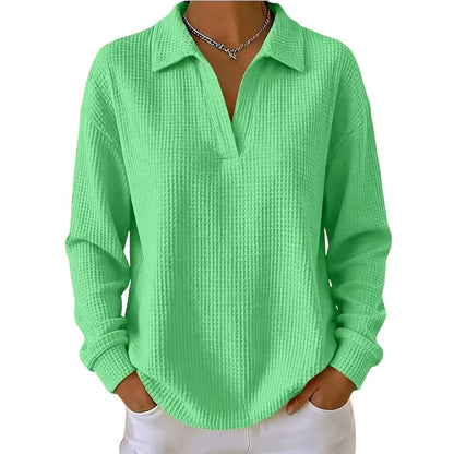 📢📢50%Rabatt!!!🎉✨Gestricktes Langarm-Oberteil mit V-Ausschnitt für Damen