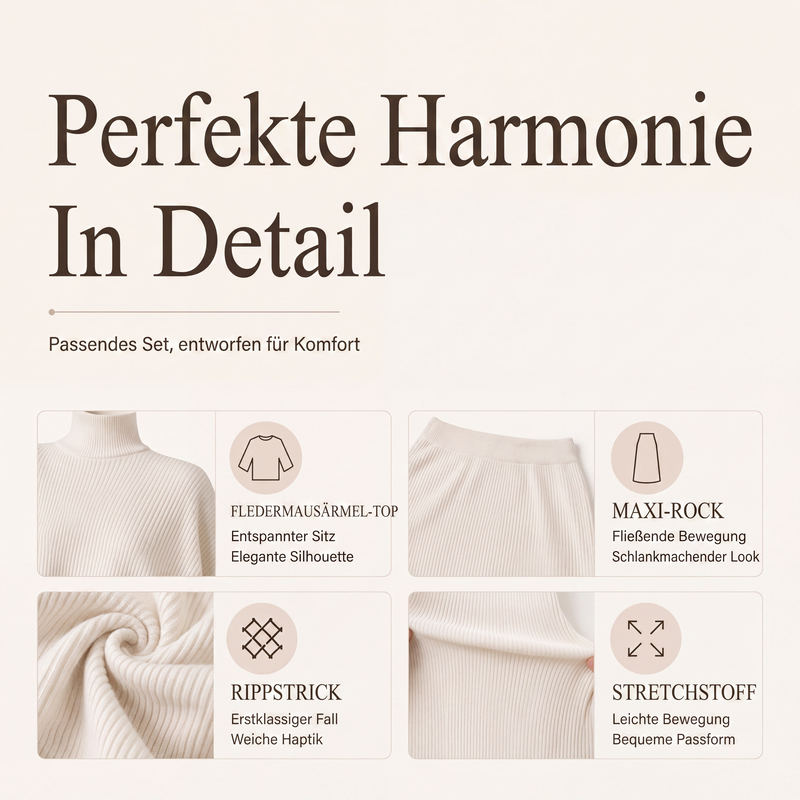 📢📢50%Rabatt!!!🎉💎Damen-Set aus Oberteil mit Fledermausärmeln und Maxirock