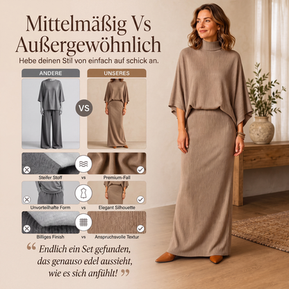 📢📢50%Rabatt!!!🎉💎Damen-Set aus Oberteil mit Fledermausärmeln und Maxirock