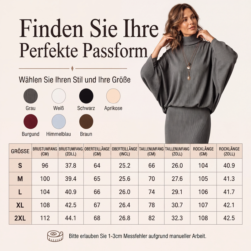 📢📢50%Rabatt!!!🎉💎Damen-Set aus Oberteil mit Fledermausärmeln und Maxirock