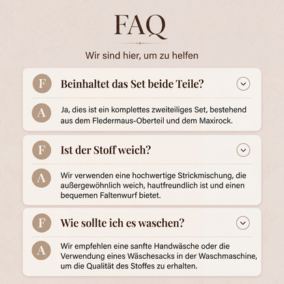 📢📢50%Rabatt!!!🎉💎Damen-Set aus Oberteil mit Fledermausärmeln und Maxirock