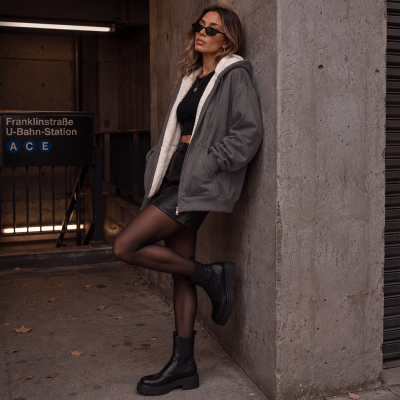 RAQUEL | CHAQUETA CON CAPUCHA Y FORRO AFELPADO
