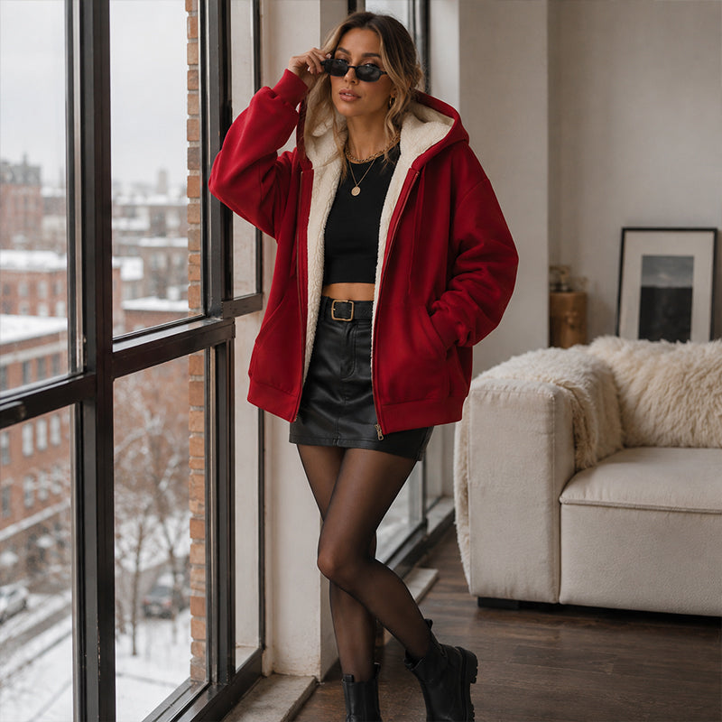 RAQUEL | CHAQUETA CON CAPUCHA Y FORRO AFELPADO