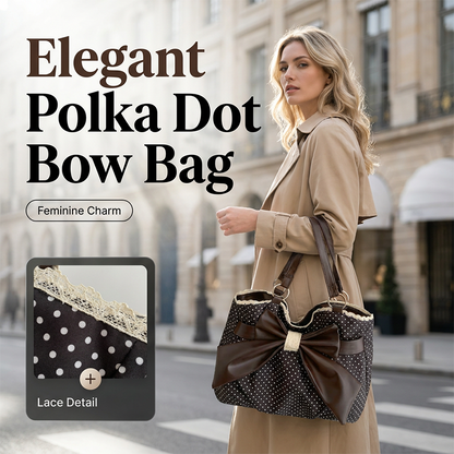 📢📢50%Rabatt!!!🎉✨Damen elegante Schultertasche mit Polka-Dots, Spitze und Schleife