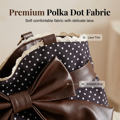 📢📢50%Rabatt!!!🎉✨Damen elegante Schultertasche mit Polka-Dots, Spitze und Schleife
