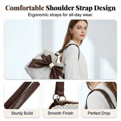 📢📢50%Rabatt!!!🎉✨Damen elegante Schultertasche mit Polka-Dots, Spitze und Schleife