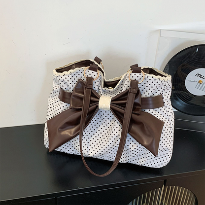 📢📢50%Rabatt!!!🎉✨Damen elegante Schultertasche mit Polka-Dots, Spitze und Schleife