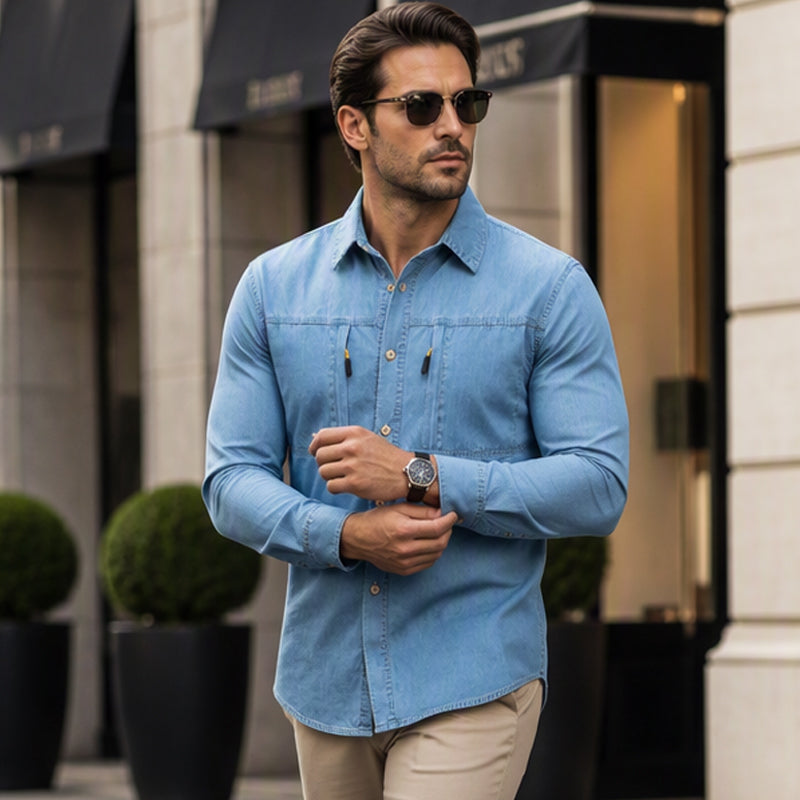 ARTURO | CAMISA DENIM CON BOLSILLOS DE CIERRE