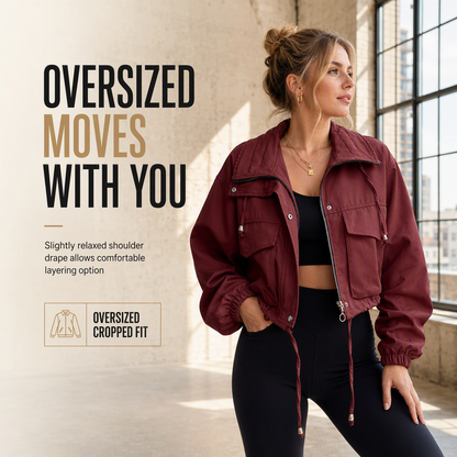 NORA | CHAQUETA CORTAVIENTOS CORTA CON CREMALLERA