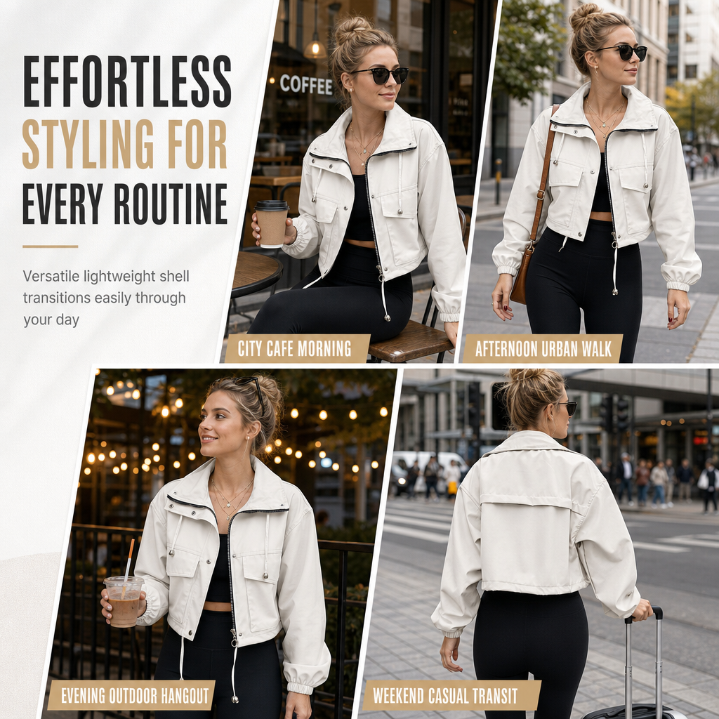 NORA | CHAQUETA CORTAVIENTOS CORTA CON CREMALLERA
