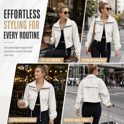 NORA | CHAQUETA CORTAVIENTOS CORTA CON CREMALLERA