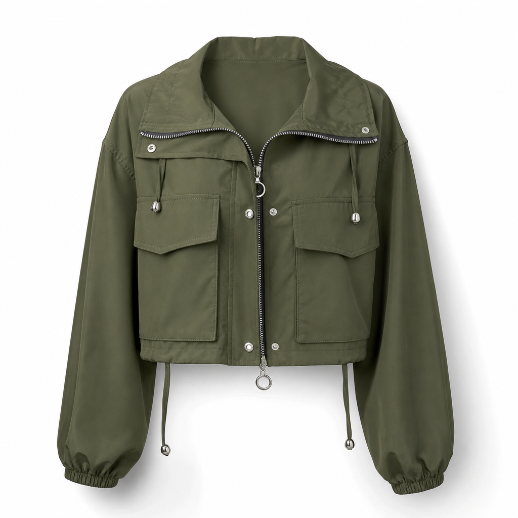 NORA | CHAQUETA CORTAVIENTOS CORTA CON CREMALLERA