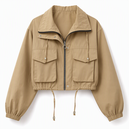 NORA | CHAQUETA CORTAVIENTOS CORTA CON CREMALLERA