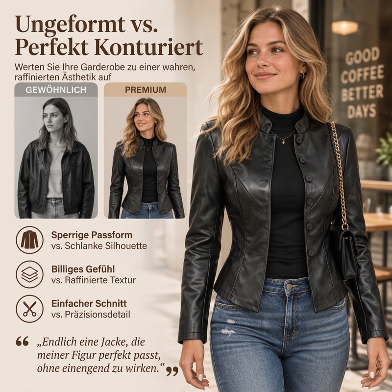 MARINA | CHAQUETA DE PIEL SINTÉTICA ENTALLADA