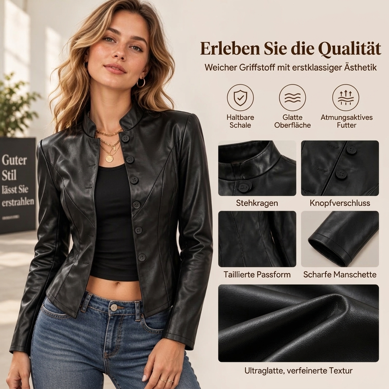 MARINA | CHAQUETA DE PIEL SINTÉTICA ENTALLADA