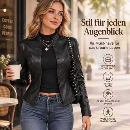 MARINA | CHAQUETA DE PIEL SINTÉTICA ENTALLADA