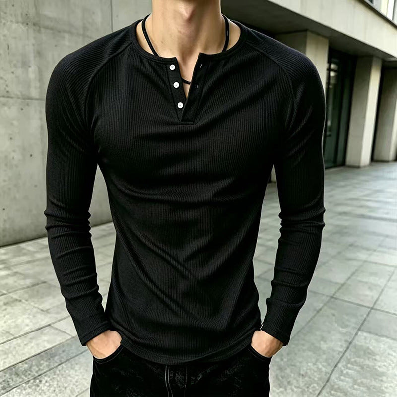 MAXIMILIANO | CAMISETA HENLEY ACANALADA SLIM