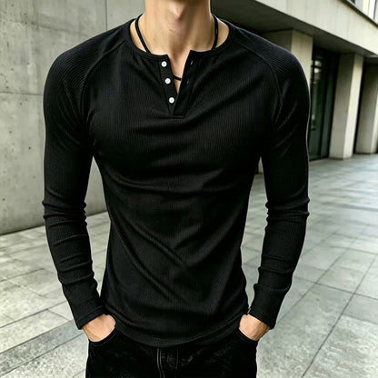 MAXIMILIANO | CAMISETA HENLEY ACANALADA SLIM