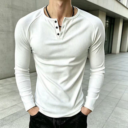 MAXIMILIANO | CAMISETA HENLEY ACANALADA SLIM