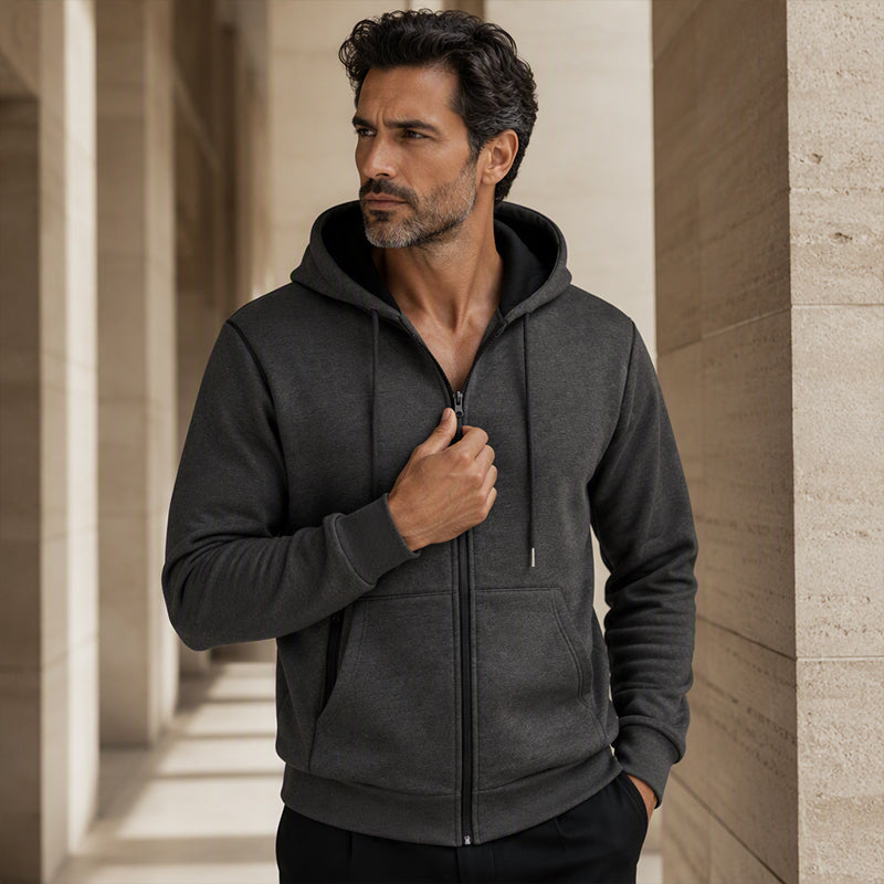 RAMIRO | SUDADERA FORRADA CON CAPUCHA Y CIERRE