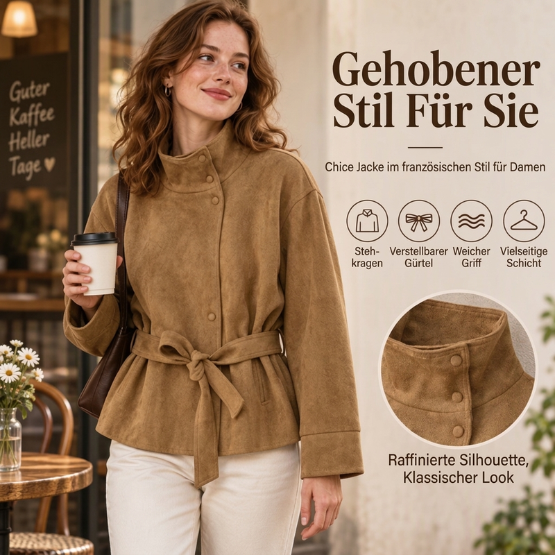 SILVIA | CHAQUETA CON CUELLO ALTO Y CINTURÓN