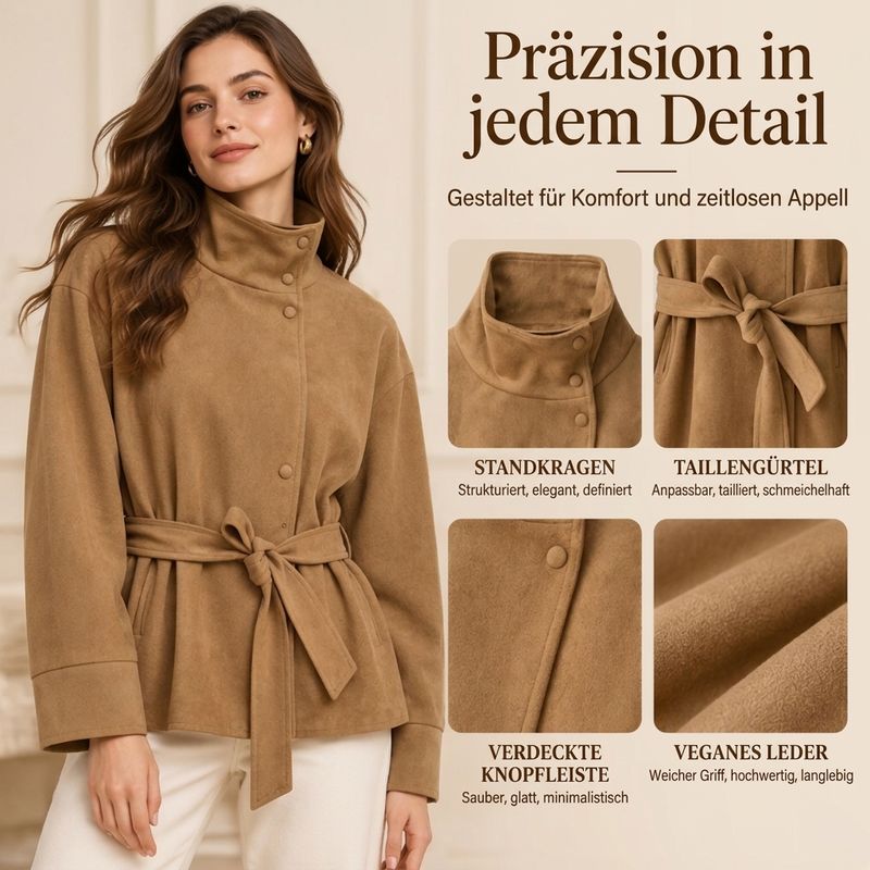 SILVIA | CHAQUETA CON CUELLO ALTO Y CINTURÓN