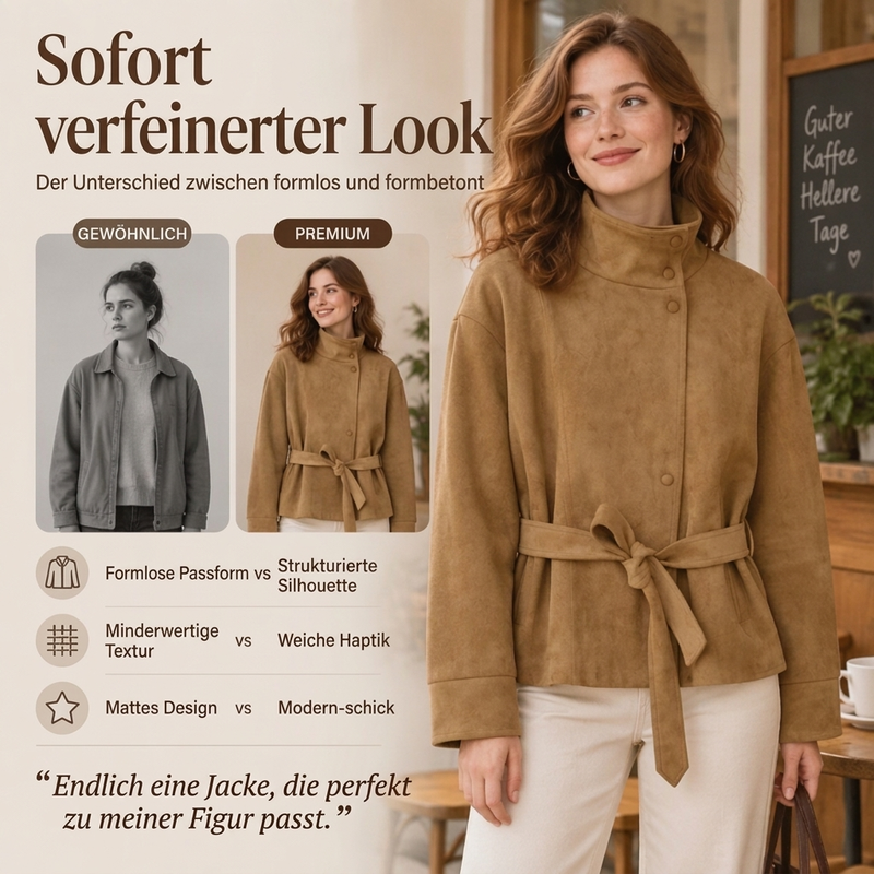 SILVIA | CHAQUETA CON CUELLO ALTO Y CINTURÓN