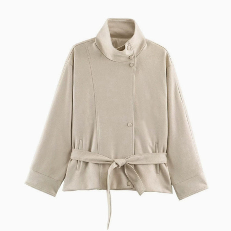 SILVIA | CHAQUETA CON CUELLO ALTO Y CINTURÓN